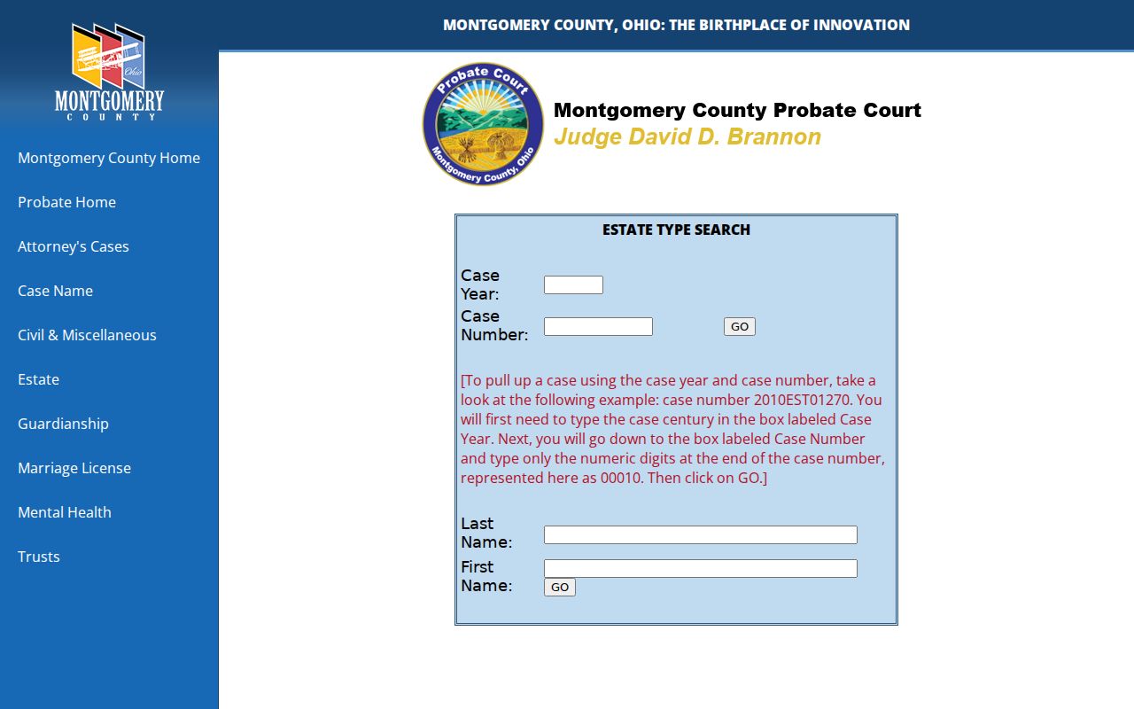 Montgomery County case lookup Probate public case search source