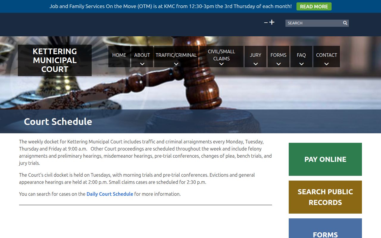 Centerville court docket Kettering Municipal Court schedule source