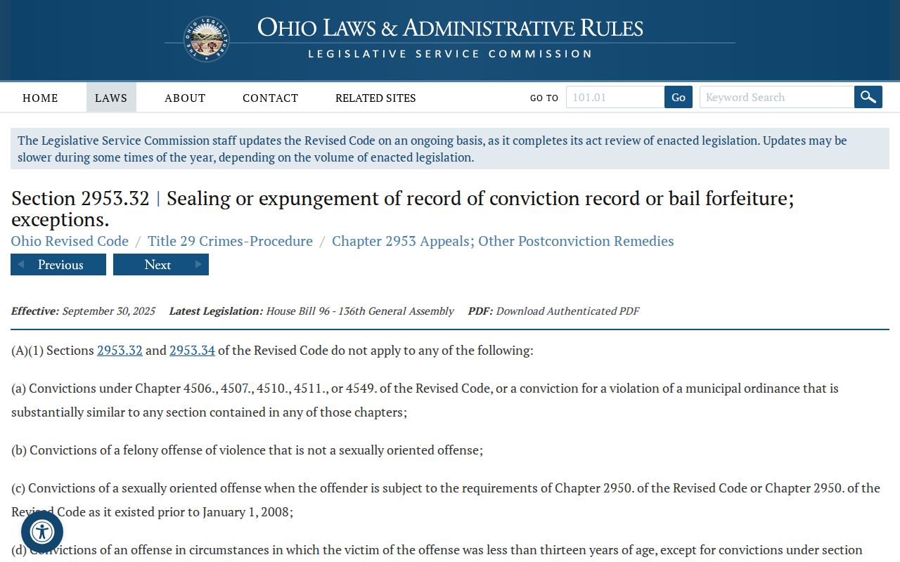 Montgomery County criminal docket access source for Ohio sealing records law