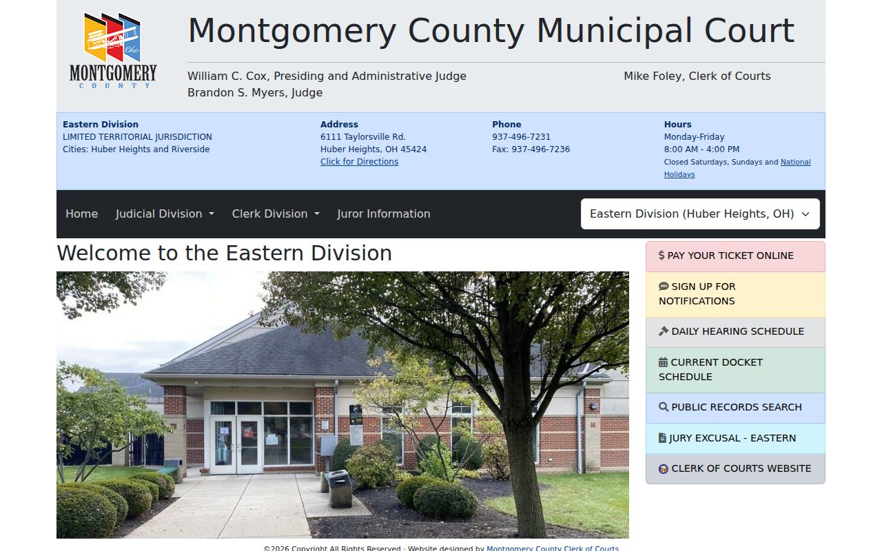 Montgomery County Municipal Court Eastern Division serving Huber Heights