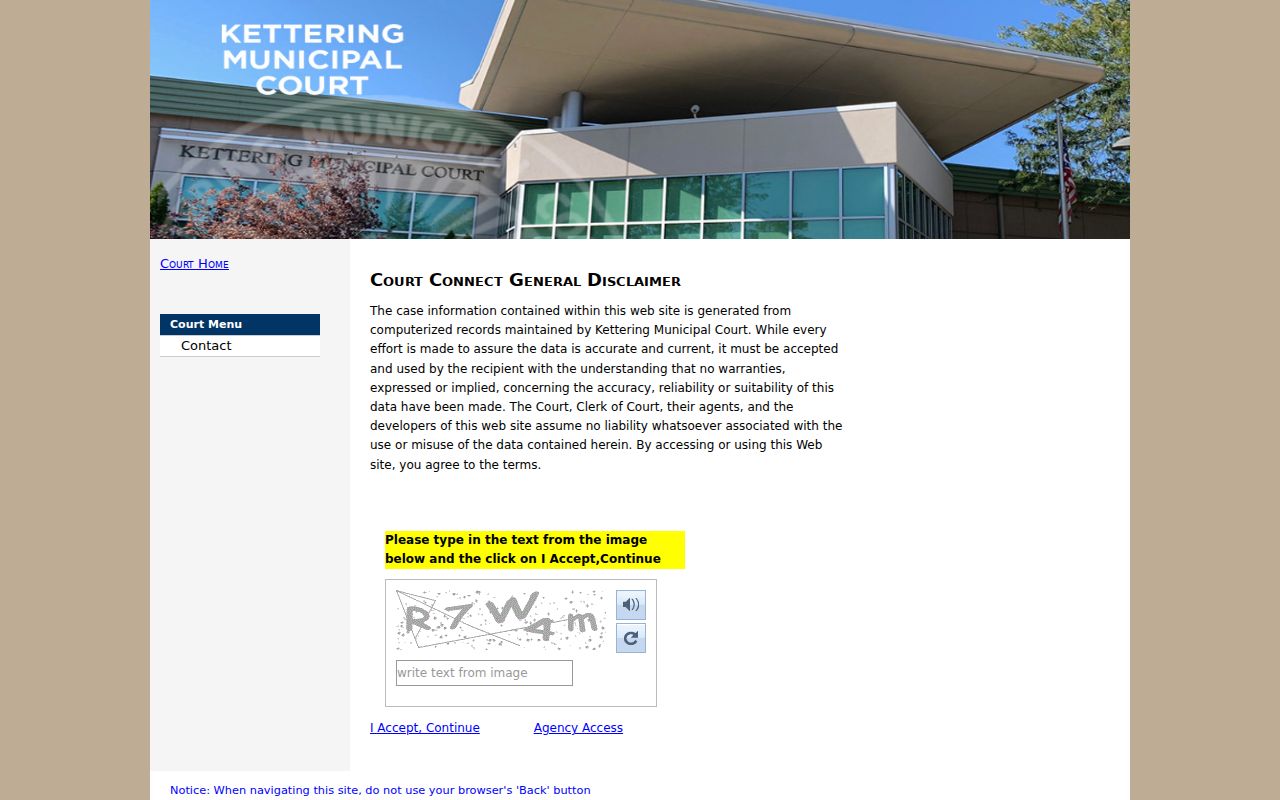 Kettering Court Connect public lookup gateway