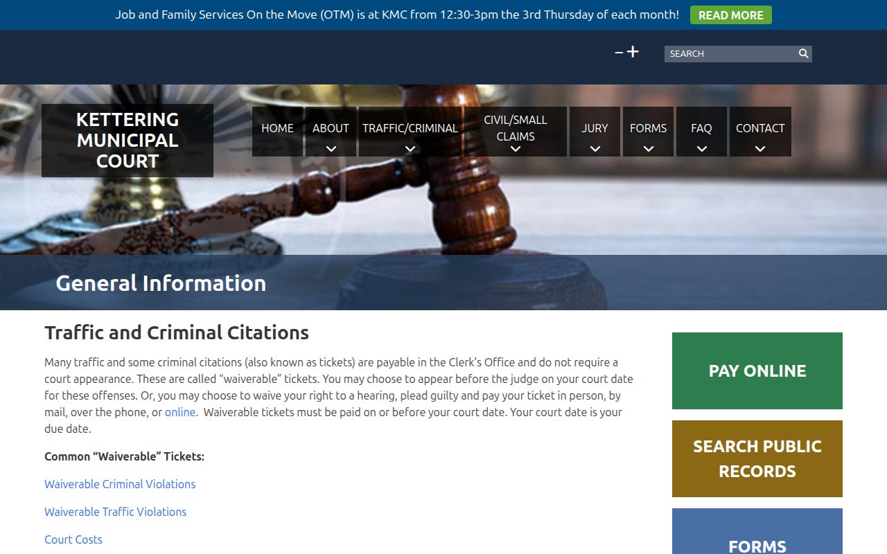 Kettering Municipal Court traffic information