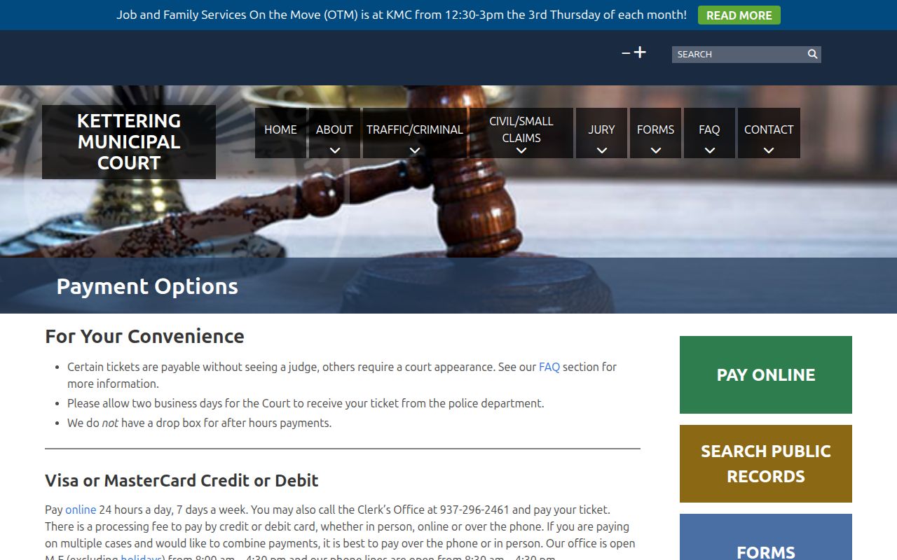 Kettering Municipal Court payment options