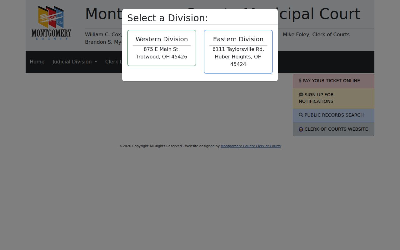 Montgomery County Trotwood court docket route at the official Municipal Court site